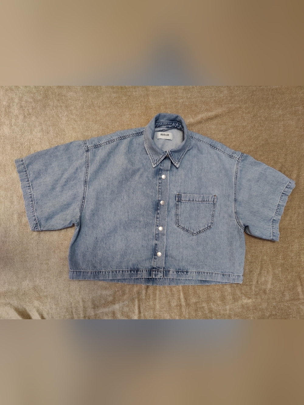 AGOLDE Rona Box Cropped Denim Shirt, size XS - Picture 5 of 16